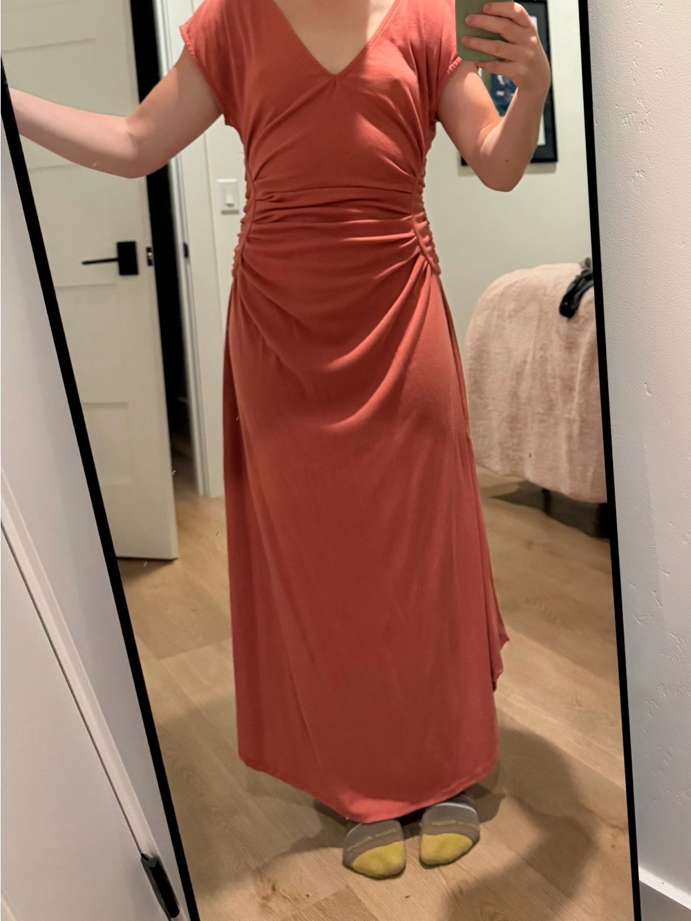Free People Beach Women's V-Neck Ruched Side Maxi Dress - Rust